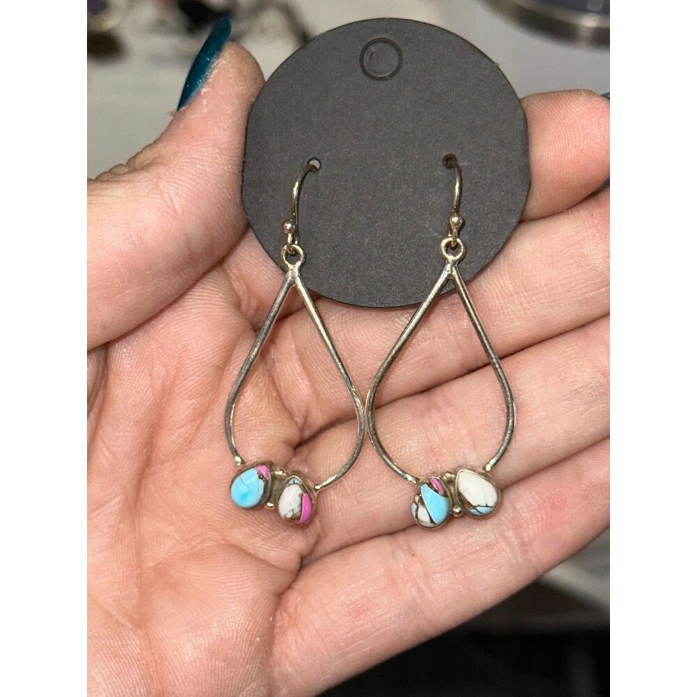 Cotton Candy Turquoise .925 Sterling Silver Earrings